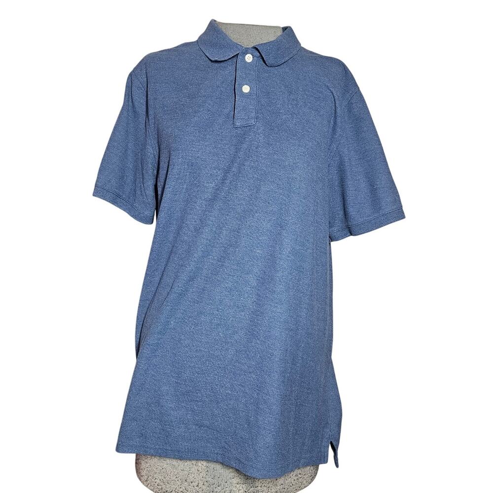 Blue Cotton Blend Short Sleeve Polo Size Medium
